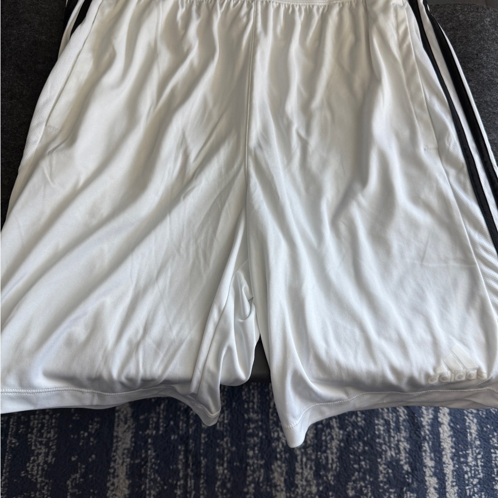 Adidas White Athletic Shorts with Elastic Waistband